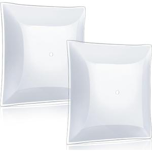 2 Pack Semi-Flush Mount 12 Inch Square Ceiling Fixture Light Cover Ceiling Lamp Shade Light Bulb Cover White for Laundry Room Bedroom Kitchen Living Room Closet