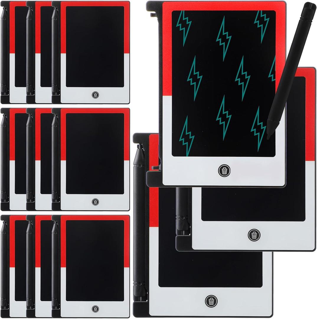 Nezyo 12 Pack Cartoon Animation Party Favors Mini LCD Writing Tablet 4.6 Inch Doodle Board Drawing Tablet Erasable Reusable Electronic Drawing Pads for Party Decor Birthday Supplies