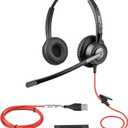 Callez USB Headset with ENC Dual Mic Noise Cancelling for PC Laptop Mac, Computer Headset with MS Teams Call Button Wired Stereo Headphones for Teams Zoom Home Office Work Call Center (Black)