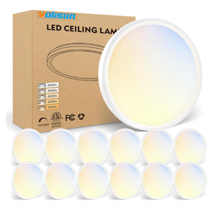 VOLISUN 12Pack 5CCT LED Flush Mount Ceiling Light, 7 inch Dimmable Ultra-Thin LED Ceiling Light Fixture, 3000K-6500K Selectable, 15W LED Ceiling Lights for Bedroom, Kitchen, Closet and Hallway (White)