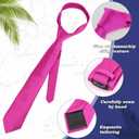 2 x Alizeal Mens Solid Color Tie with Pocket Square 3.15inches Necktie Set (#A1-114-magenta)