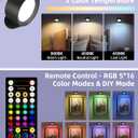 Wall Mounted Lights, 3 Pack Rechargeable RGB Color Changing Light, 3 Color Temps & Remote and Touch, 360 Rotation Dimmable Cordless for Study Bedroom Reading Bedside (Black)