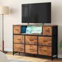 DUMOS LED TV Stand Dresser with Charging Station, Entertainment Center, 11.8"D x 47.2"W x 31.5"H
