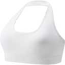 iMucci Halter Bra Medium Low Impact Sports Bras for Women Seamless Workout Padded Open Back Gym Yoga Bra with Removable Pads (White), Medium 