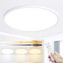 20 Inch LED Flush Mount Ceiling Light,48W Ultra-Thin Modern Round Light Fixture with Remote, Dimmable 3000K-6000K,White,4800LM, Memory & Night Light Mode for Bedroom, Kitchen, Living Room