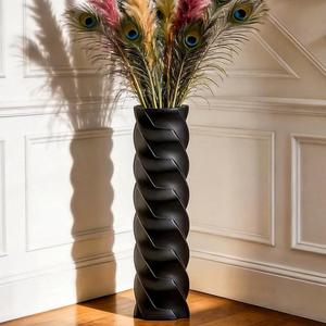 Tall Black Spiral Floor Vase 23.6 Glossy Twisted Resin Decorative Floor Vase for Pampas Grass, Branches & Dried Flowers, Modern Farmhouse Indoor Home Decor