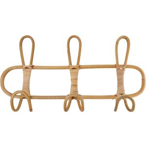 Boho Rattan Wall Hooks  Handmade Wall Mount Coat & Towel Rack, Natural Beige Hanging Organizer for Clothes, Hats, Towels, and Bags, Perfect for Entryway, Bedroom, Living Room (15.7x7.9 Inch)