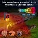 ChunHee Solar Outdoor Motion Sensor Alarm with Dog Barking Gunshot Sound, Support Recording and Adjustable Volume, 130db Loud Noise Maker 3 Work Modes Strobe Light for Home, Villa, Farm, Barn (2pack)