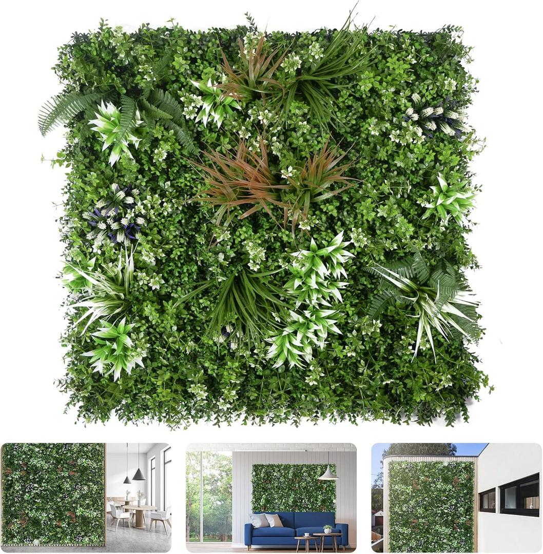 40"x 40" Grass Wall Panels, Artificial Boxwood Hedge Panels with UV Protection, Greenery Backdrop Wall, Green Privacy Hedge Screen for Indoor Outdoor Garden Fence Backyard Wall Decor, (1 Pack) (A001)