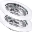 2 Pcs Kitchen Sink Strainer, Stainless Steel Drain Cover, Large Wide Rim 4.5" Diameter, Anti Clogging Basket Catcher, Dishwasher Safe