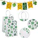 2 x CMSSHUAI 24 PCS Small St Patrick's Day Gift Bags With Handle,Shamrock Paper Bags,Green Goody Bags,Treat Bags for St Patricks Day Presents Candies Cookie Snacks