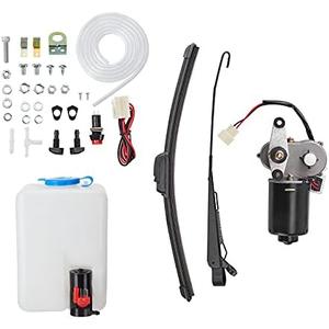 Kemimoto UTV Windshield Washer Pump Kit with 12V Windshield Wiper Motor Kit Compatible with Polaris RZR Ranger General Can Am X3 Defender Commander Golf Cart