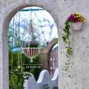 2 Pack Large Hanging Planter for Outdoor Indoor Plants, 12.6-Inch Rustic Metal Hanging Basket for Farmhouse, Patio,Porch,Deck, or Garden - White