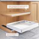2 Pack Pull Out Cabinet Organizers 21"Deep with Raising Pad for Framed Cabinets,Expandable Slide Out Drawers Upgrade 3 Slide Rails,Roll Out Shelves Adhesive,Adjustable Width 12"-20.45" White