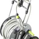 Garden Hose Reel Cart with 100 Ft, 5/8 Inches Water Hose and Nozzle - Portable Metal Waterhose Holder for Outside with Wheels, Telescoping Handle, and Kink-Free Retracting System by Kings County Tools