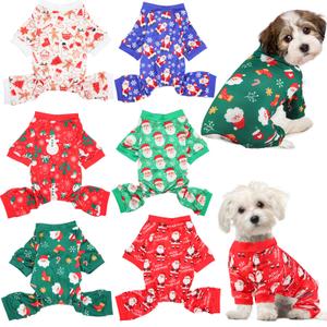 Jeere 6 Pcs Dog Pajamas, Dog Holiday Pajamas Jumpsuit for Small Medium Boy Girl Puppy Winter Pet Clothes(Christmas,M)
