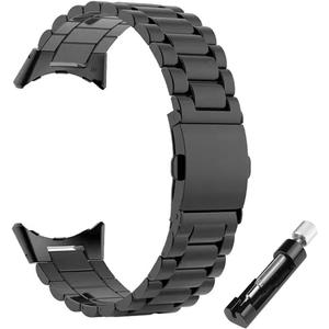 Stainless Steel Bands Compatible with Google Pixel Watch 4/3 45mm 41mm Watch 2 Watch1 Replacement Wristband Men (Black)