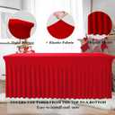 Albassa Table Skirt Spandex Table Cover for Rectangular Tables 6ft, Wrinkle Resistant Ruffles Elastic Table Cover and Table Skirt for Banquets, Weddings, Parties (Red, 6ft 1Pack)