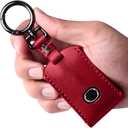 Tukellen for Mazda Leather Key Fob Cover with Keychain Compatible with 3 6 CX-5, CX-30, CX-9,4-Buttons Smart Remote, Genuine Leather Key case-Red