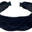 2 x Black Velvet Braided Headband & Scrunchie Set  Matching Hair Accessories for Women & Girls