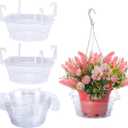 Adnee 15 Pcs 10 Inch Hanging Plant Water Catcher-Clear Plastics Plant Water Catcher Tray-Hanging Plant Saucers Drip Pans for Indoor Outdoor Hanging Basket Flower Pot