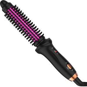 WEEYUM Curling Iron Brush 25MM Barrel for Travel, Hair Curler Brush Curling Wand with Extra Long Tourmaline Ceramic Barrel, Anti-Scald Brush Curling Iron for Short Hair/Shoulder Hair