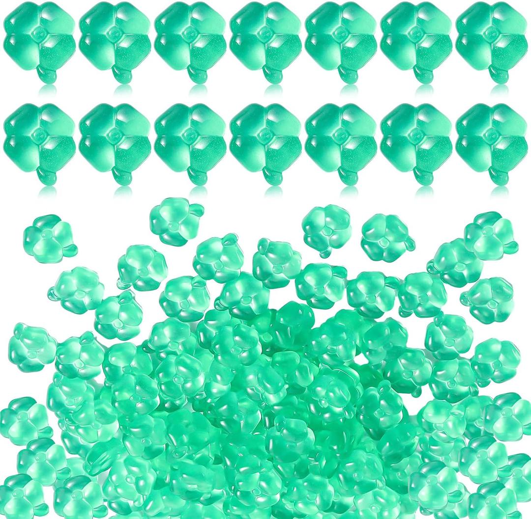 100 Pcs Acrylic Four Leaf Clover Ornaments Mini Green Clover St. Patrick's Day Resin Shamrock Tiny Lucky Clover for Crafts St. Patrick's Day Home Desktop Vase Filler Decorations