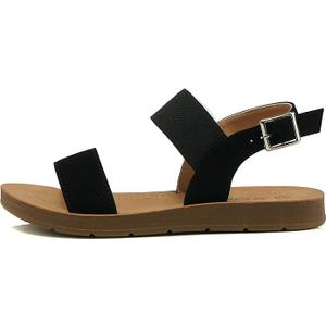 Soda BASHFUL-2 KIDS/CHILDREN/GIRLS Casual Open Toe Single Band with Elastic Ankle Strap Buckle Fashion Slide Flat Sandal,  Size 5