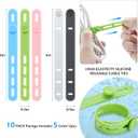 4 x Silicone Cable Ties, Cord Organizer Ties, Cord Ties Reusable, Cord Wrap Cable Organizer 5Inch Cable Management 10 Pcs (5 Color) Cbfoeyk