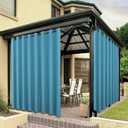 BONZER Outdoor Waterproof Curtains for Patio Wide Grommet Light Filtering Outside Curtains for Gazebo, Porch, Pergola, Pavilion, 1 Panel, 110W x 120L inch, Teal