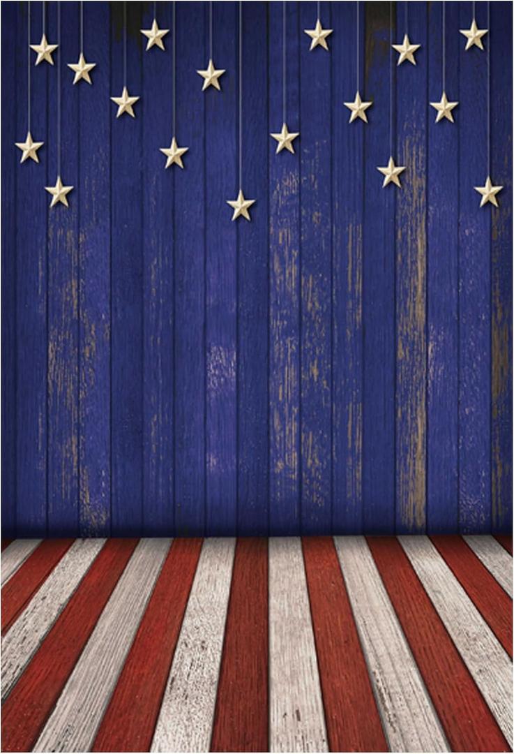 Funnytree Independence Day Rustic Wooden Floor Backdrop American Flag Plank Memorial Patriotic National Holiday Photography Background 4th of July Party Portrait Decor Banner Photo Booth Props 5x7ft