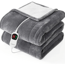 Homemate Electric Heated Blanket Twin - 62"x84" Heating Bed Blankets Throw with 10 Heating Levels 8 Hours Auto Off Fast Heating Over-Heated Protection Ultra Soft Warm Flannel ETL Certified Grey