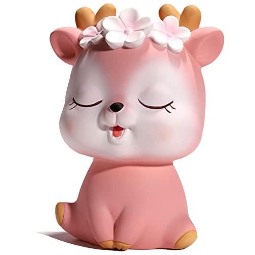BCIULASL Piggy Bank Girls, Cute Deer Money Bank, Unbreakable Plastic Coin Bank, Pink Piggy Banks Saving Money Box Home Room Decoration Birthday for Kids Adults