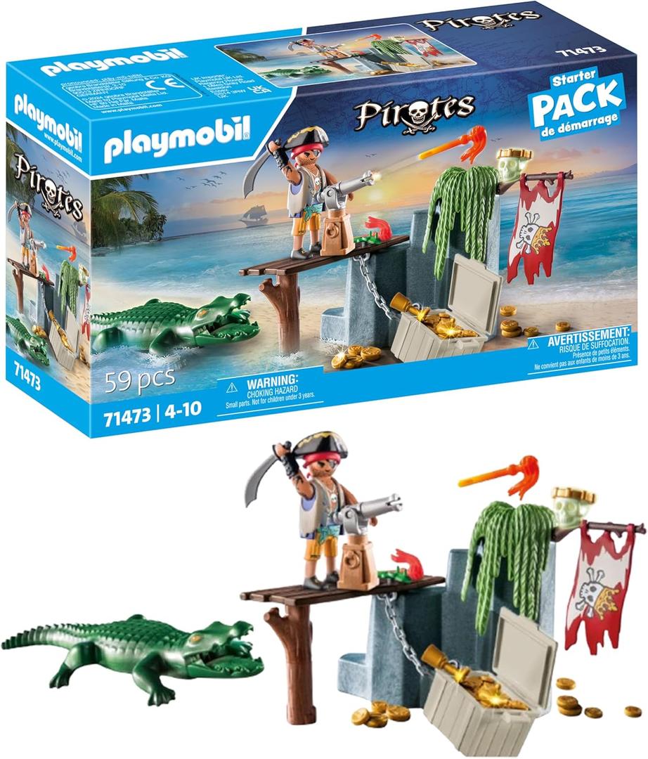 PLAYMOBIL Starter Pack 71473 Pirate with Alligator from 4 Years, Einheitsgre