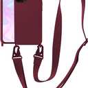 Compatible with iPhone 13 Pro Max Case, Crossbody Phone Case with Strap Neck Lanyard Adjustable, Shockproof Drop Protection Silicone Phone Cover for iPhone 13 Pro Max, 6.7 Plum