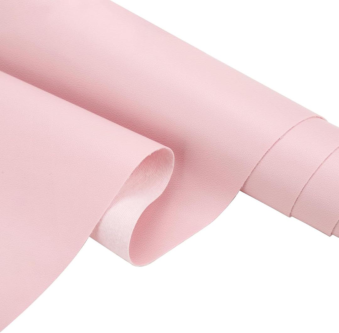 Faux Leather Fabric Smooth Solid 54" x 36" Soft Leather Material Sheets for Upholstery Crafts, DIY Sewings, DIY Upholstery Boat Car Sofa (Pink)