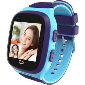 4G Kids Smart Watch GPS Tracker - Smartwatch with Two Way Call Video Calling 7 Puzzle Games Voice Chat SOS School Mode Pedometer Geo-Fence Touch Screen Alarm Clock Smartwatches for Boys Girls (Blue)