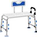 Extended Bath Tub Transfer Shower Bench for Inside Shower Bathtub to Sit On Chair Bathtubs Safety Seating Stool for Adults Handicap Seniors Elderly Disabled with Back Arms Bathroom Shower Stall