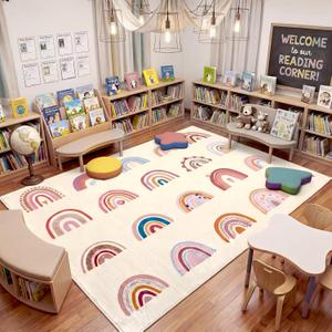 Breling Classroom Carpets Playmat Rugs 6x9 ft Kids Rainbow Classroom Calming Sensory Corner Rugs Children's Seating Nursery Play Mat for Preschool Elementary Playroom Kindergarten