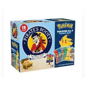 PIRATE'S BOOTY Pokémon Aged White Cheddar Rice & Corn Puffs, 0.5 oz Bags (18 Count), 3 Pack Best By 01/26/26