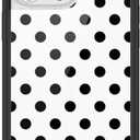 Wildflower Cases - Compatible with iPhone 16 Pro Max | Protective Black Bumper, 6.5ft Drop Test Certified, Women Owned Small Business | Spots Aesthetic Trendy Cute | Polka Dot - White & Black