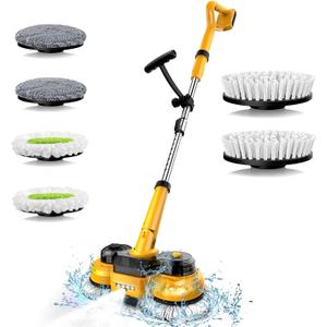 Cordless Electric Mop for Dewalt 20V Battery (NO Battery), 2 in 1 Spin Mop & Electric Floor Scrubber Machine with LED Light & Water Spray, 800 RPM Rotating Electric Mops for Floor (Golden)