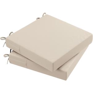 AAAAAcessories Outdoor Seat Cushions for Chairs, Waterproof, Fade-Resistant Patio Furniture Replacement Cushions, 20" x 20" x 3", Set of 2, Beige