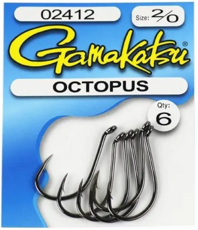 Gamakatsu Octopus Hook Barbless, NS Black, Size 3/0, 6pk & 12 SHARP FISHING HOOKs, size 2/0