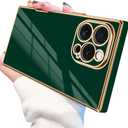 Designed for iPhone 16 Pro Max Case Rectangle, Works with Magnetic Wireless Charging, Full Lens Protection, Flexible TPU Electroplated Edge for Women Men Phone Case for iPhone 16 Pro Max Green