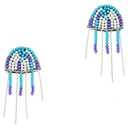 INFUNLY 2 PCS Jellyfish Beaded Rhinestone Tassel Patches for Clothes Jellyfish Rhinestone Sew-on Patch Sea Creatures Beaded Repair Applique Patch Handmade DIY Patch for Clothing DIY Art Crafts Decor