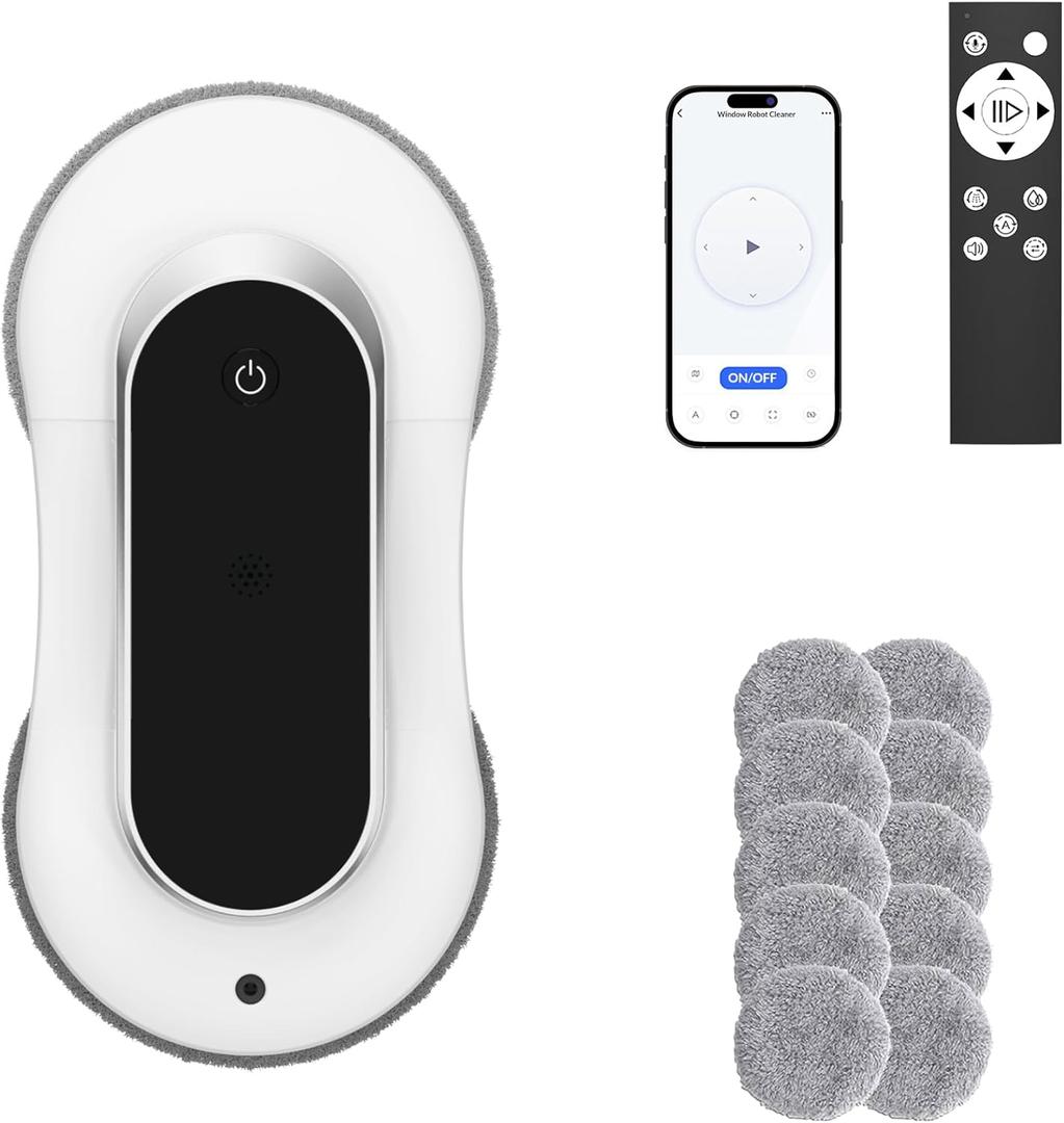 Automatic Window Cleaner Robot With Dual Water Spray,Smart Window Cleaning Washer Machine With 3000pa Suction&AI Path Planning,Perfect Windows Cleaning Robot For HighRise Windows, Tiles And Glass