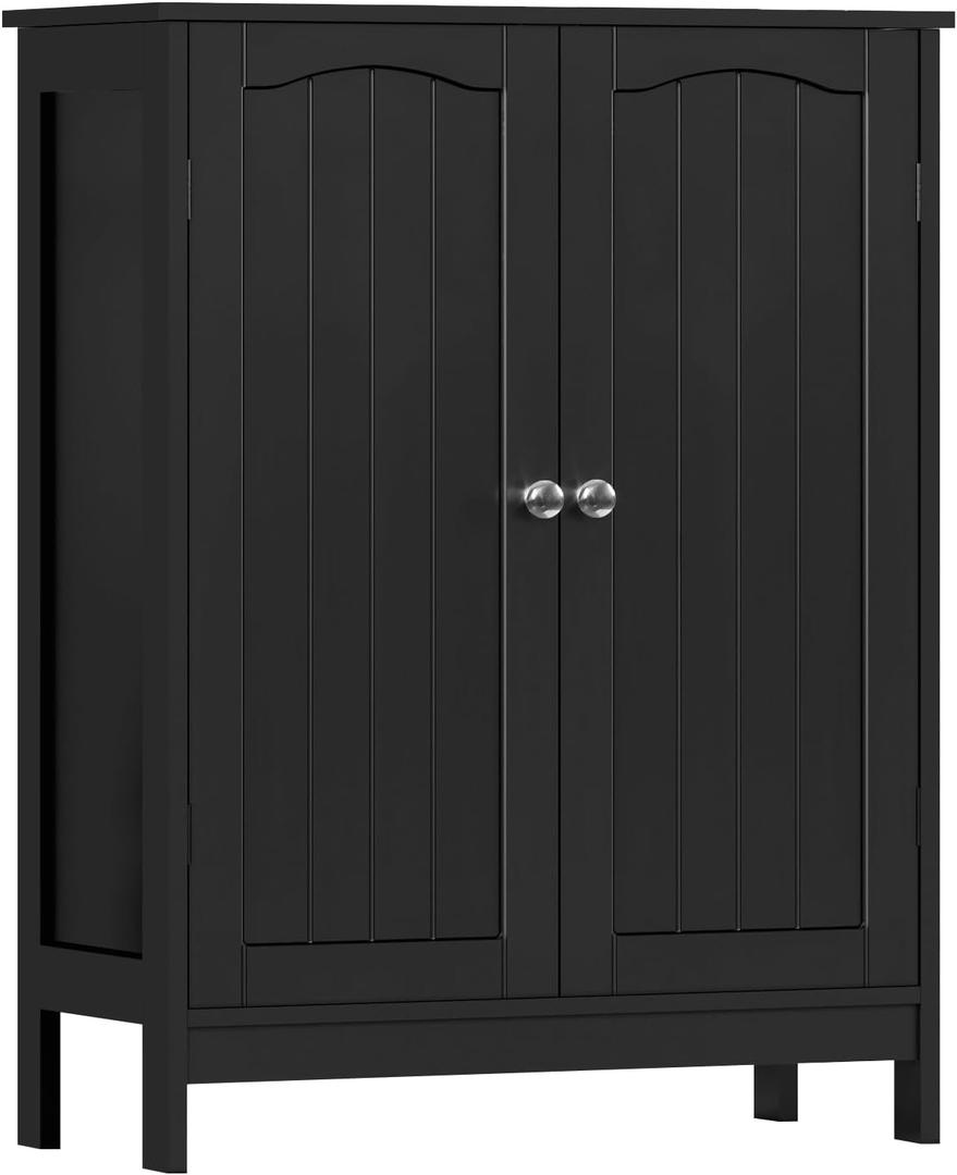 Iwell Bathroom Cabinet, Bathroom Storage Cabinet with 2 Doors & 3 Shelves, 3 Heights Available, for Living Room, Entryway, Kitchen, Home Office, Black, 11.8"D x 23.6"W x 31.5"H