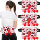 4 Pack Valentine's Day Party Game, Shaking Swing Balls Set, Waist Strap Shake Box with 80 Balls, Funny Game for Galentine's, Bachelorette, Indoor Outdoor (Lips)