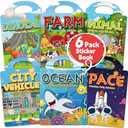 CREATIVETREES 6 Sets Reusable Sticker Book for Toddlers 3-6, Jelly Sticker Books for Toddler, Travel Sticker Activity Toys for Kids 3 4 5 6 Years Old Girls & Boys